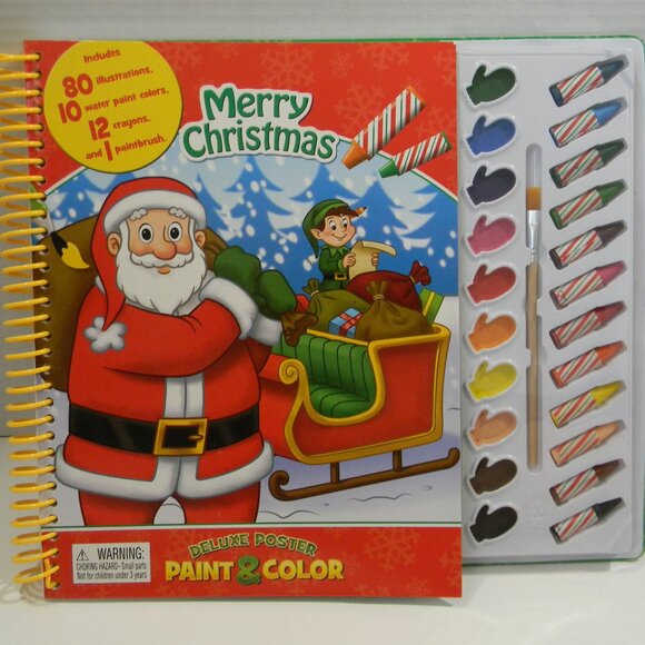 Phidal Merry Christmas Deluxe Poster Paint & Color Kids Santa water colors NEW - Picture 1 of 5